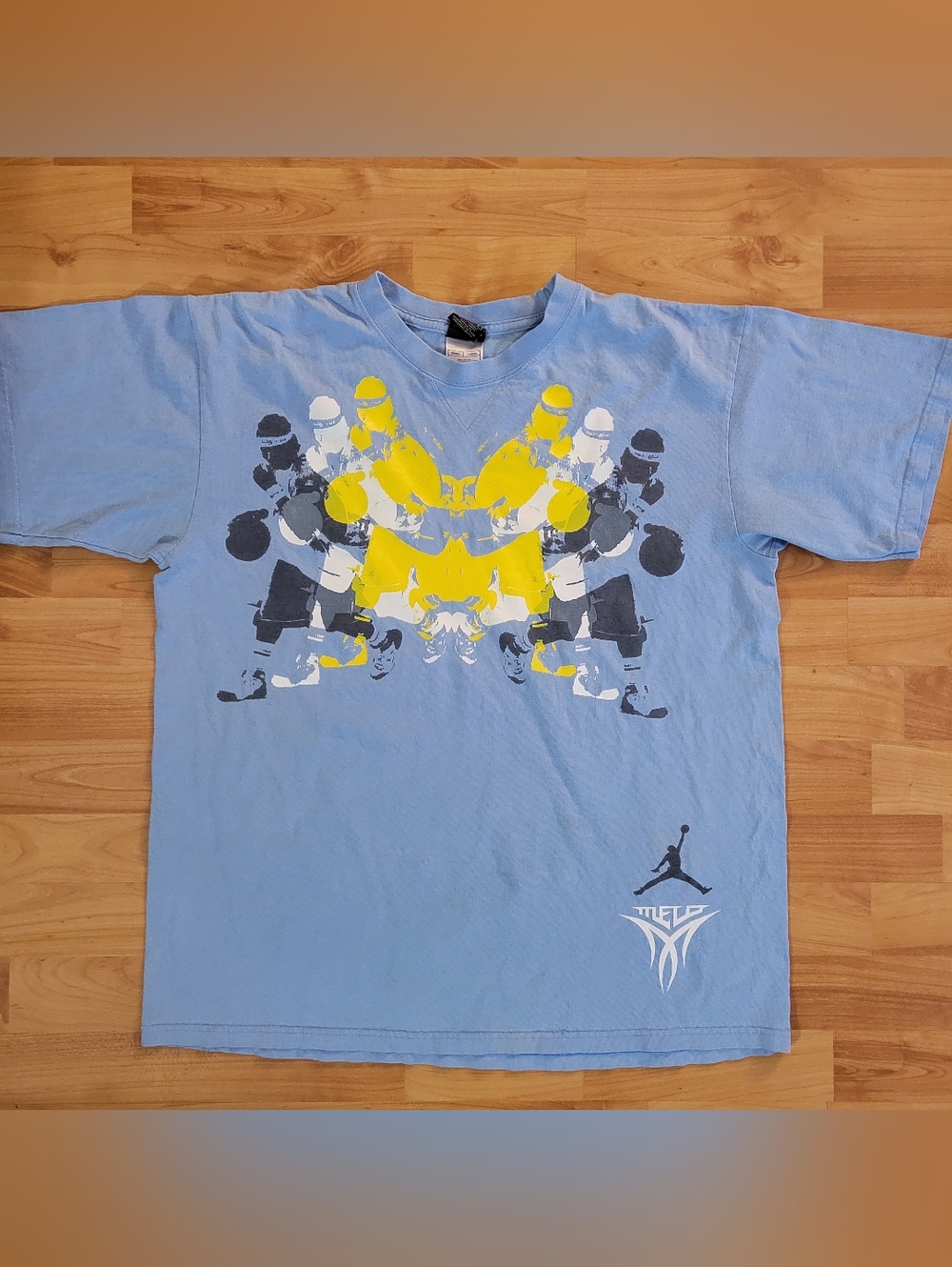 Y2K Air Jordan Melo Flight Graphic RARE Tee Blue Carmelo Anthony Jumpman, Medium